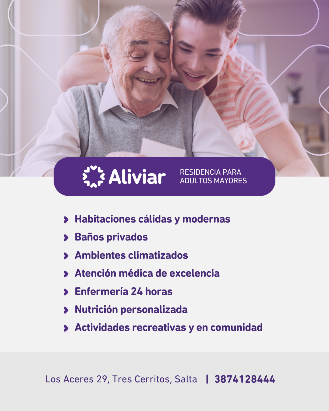 Servicios de la residencia Aliviar para adultos mayores.